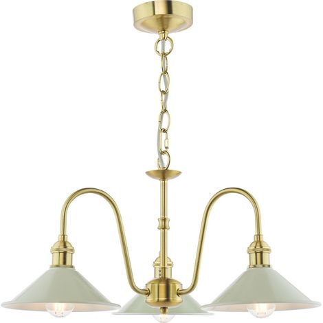 Dar Hadano Suspension Hadano à 3 lumières, laiton naturel et taupe mat