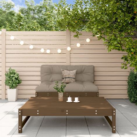 Juego muebles jardín 2 pzas y cojines madera maciza marrón miel vidaXL (1/5)