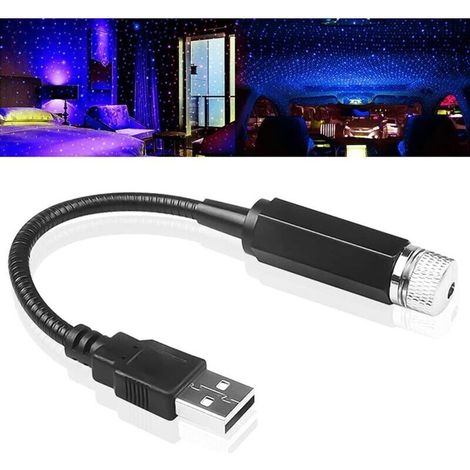 Veilleuse USB Etoile Veilleuse Réglable Romantique Ciel Projecteur Lumière Portable Atmosphère Décoration Lampe de Nuit pour Voiture, Plafond Chambre Fête (Bleu Violet)
