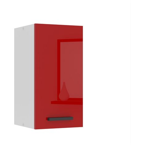 BELINI Meuble Haut Cuisine SG30 I Meubles de Cuisine - Mural, Rangements, 1 Porte I Taille: 29,6 x 30 x 58 cm I Armoire Murale avec Poignée en Métal I Couleur: Rouge très Brillant (1/5)