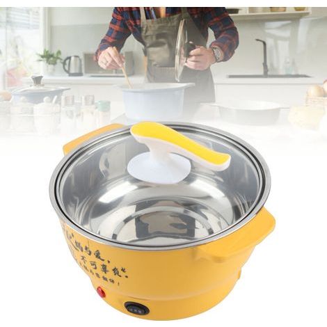 Casserole Électrique 1.8L 400-800W en Acier Inoxydable avec Protection Anti-Surchauffe - Couleur Jaune (1/5)