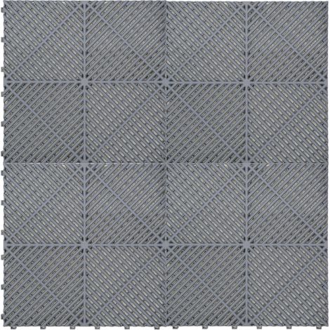 Piastrelle a incastro modulari ventilate 225 grigie 6m x 6m, polipropilene, antiscivolo, resistenti alle intemperie, capacità 5 tonnellate per piastrella, ideali per garage doppio o officine con bordi