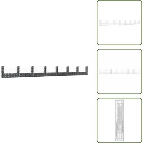 Ferro antiruggine - vidaXL Cesto Gabbione a U con 8 Pali in Ferro 860x20x100 cm - Muro esterno