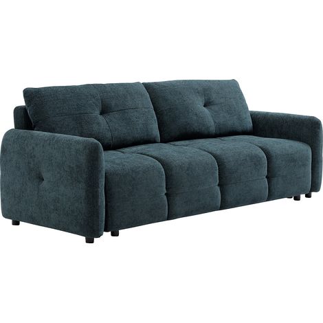 Divano letto 3 posti in tessuto testurizzato blu anatra - ZAREMI
