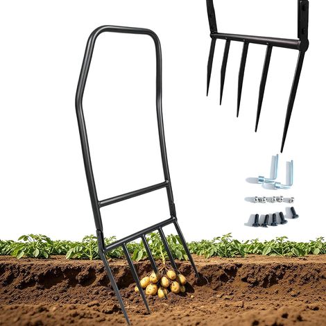 Fourche funéraire, fourche à pelle, pour desserrer et ventiler en profondeur, avec poignées doubles ergonomiques, économie de force et facile à utiliser, longueur des dents 31 cm (largeur de travail (1/5)