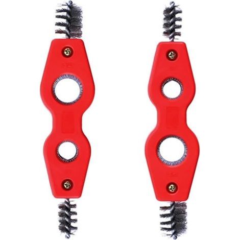 Set mit 2 roten 4-in-1-Rohrreinigungsbürsten aus Kupfer, geeignet für PVC-, PPR-, Kupfer-, Messing- und Aluminiumrohre. Handwerkzeug. (1/5)