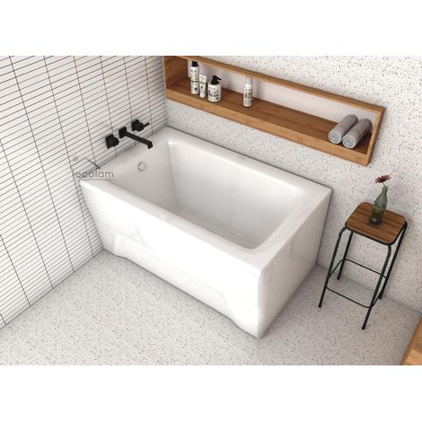 ECOLAM® Badewanne  120x70 cm  Rechteck Talia + Schürze Wanne Design Acryl weiß Ablaufgarnitur Füße Silikon Komplett-Set Wanne