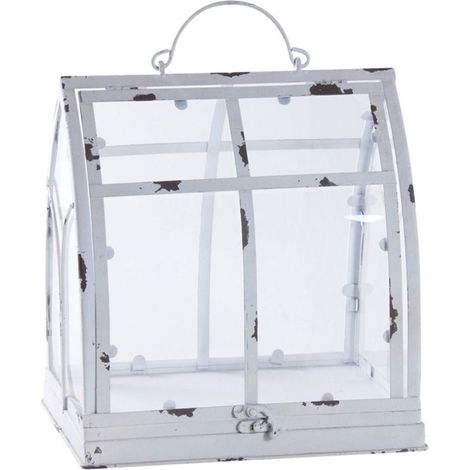 Serre en métal antique blanc et plexiglas (1/3)