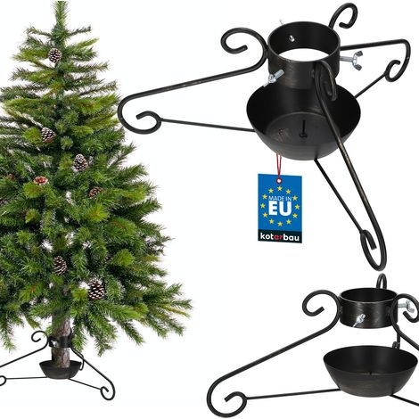 KOTARBAU® Supporto per albero di Natale in metallo con contenitore per l'acqua, confezione decorativa con patina 52 x 23 cm