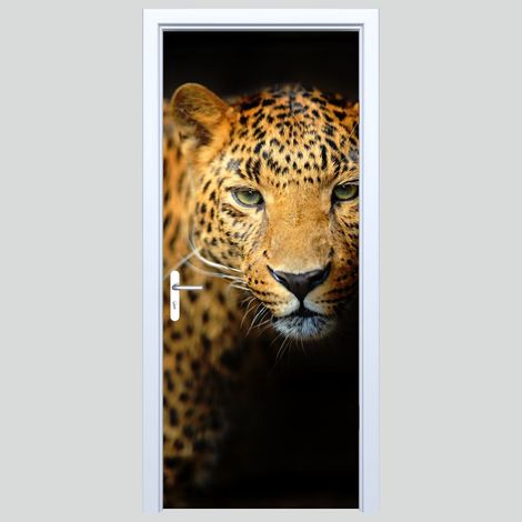 Adhesivo para puerta de tela con estampado de leopardo 173PD