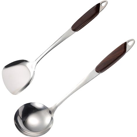 Cuillère À Soupe - Cuillère À Riz - Spatule De Cuisine - En Nylon Et Silicone - Résistant À La Chaleur Jusqu'à 230 °C - Pour Cuisinières Non Adhérentes Et Acier Inoxydable - Lot De 3 (1/5)