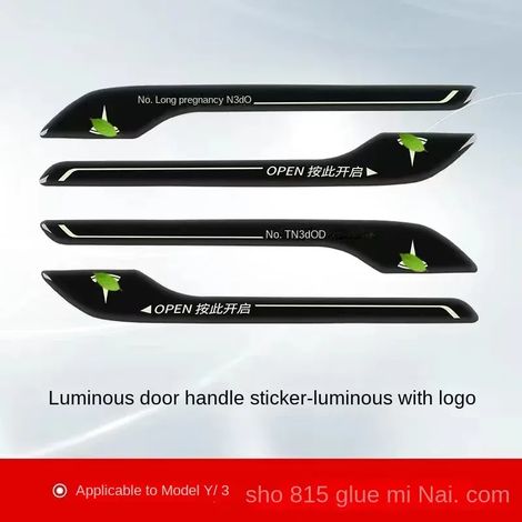 -1 Autocollants anti-rayures lumineux pour poignées de portières de voiture, compatibles avec Tesla Model 3/Y. Accessoires auto universels résistants aux rayures. (1/5)