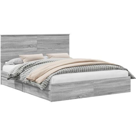 Letto con Contenitore con testiera Grigio Sonoma 160 x 200 cm vidaXL