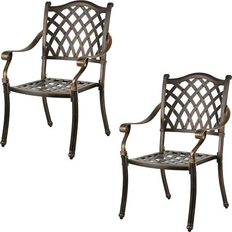 Relaxdays Gartenstuhl, mit Armlehnen, Metall, Gartensessel antik, HBT: 91 x 63 x 63 cm, Garten & Balkon, schwarz/bronze (1/5)