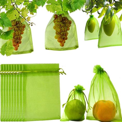 100 Pièces Sachet Protection Raisin, Jardin Plant Fruits Protection Sac, Cordon Filet Sac Insectes, Sac De Protection Fruits, Jardin Protéger Sacs pour Potéger Les Grappes Frelons Et des Oiseaux (1/4)