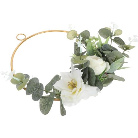 Couronne Décorative en Métal Fleurs Synthétiques pour Décoration Murale Porte Chambre 130 (1/5)