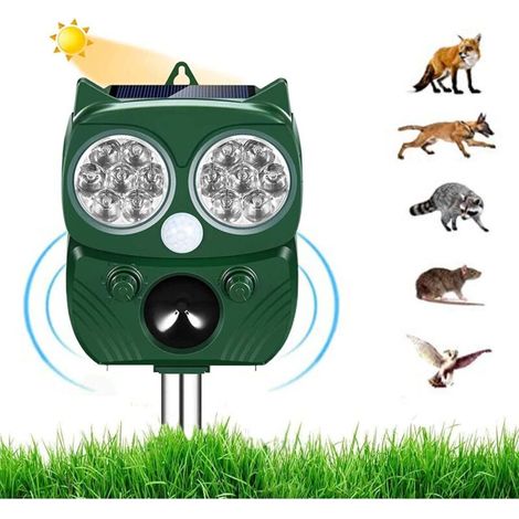 Répulsif à souris, répulsif à insectes haute puissance et son ultrasonique avec lumière LED, répulsif à insectes étanche à l'énergie solaire ou à batterie, meilleur compagnon pour le jardin vert 1 paq