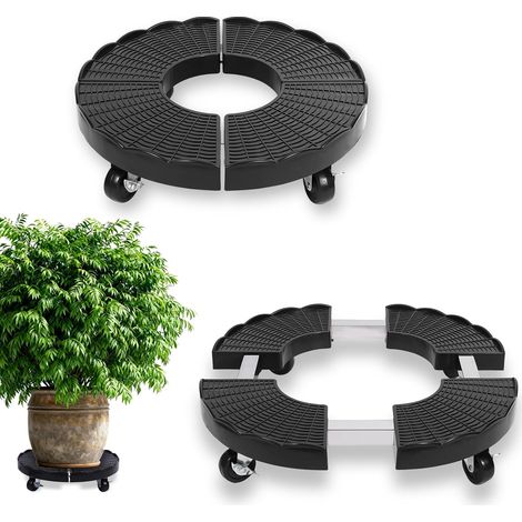 Porte Plante à roulettes Réglable Ø38-50 cm, Support Pot de Fleurs Rond avec roulettes Pivotantes 360°, Chariot Plantes pour Intérieur Extérieur Maison Jardin, Capacité Jusqu’à 150 kg, Noir