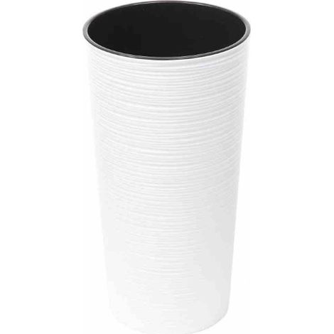 Pflanzgefäß LOCON GROOVE, weiß Rillenoptik, Ø 25 x 46,5 cm Kunststoffgefäß mit Einsatz (1/4)