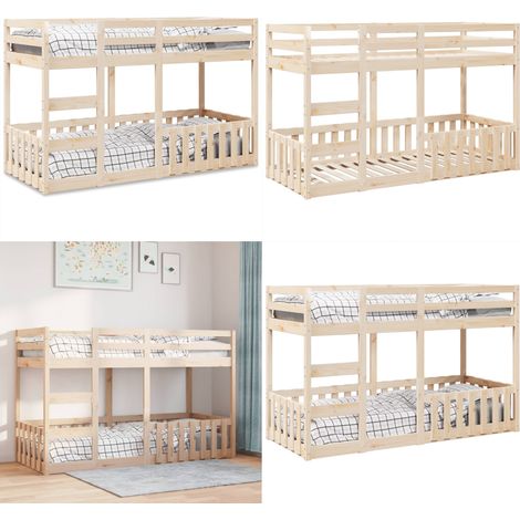 vidaXL Etagenbett 75x190 cm Massivholz Kiefer