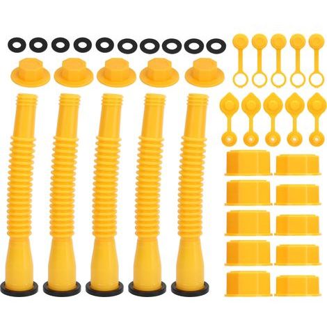 Fuel Can Filling Hose – Pack of 5, Leakproof, Flexible and Adjustable, Yellow (1/5)