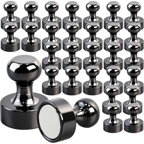 Lot de 30 aimants puissants en néodyme pour réfrigérateur, tableau blanc, loisirs créatifs, bureau, école, mini aimants noirs