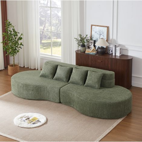 Modulares Schaumstoffsofa 310 cm grün Chenille 2-teilig mit abnehmbarem Bezug (1/5)