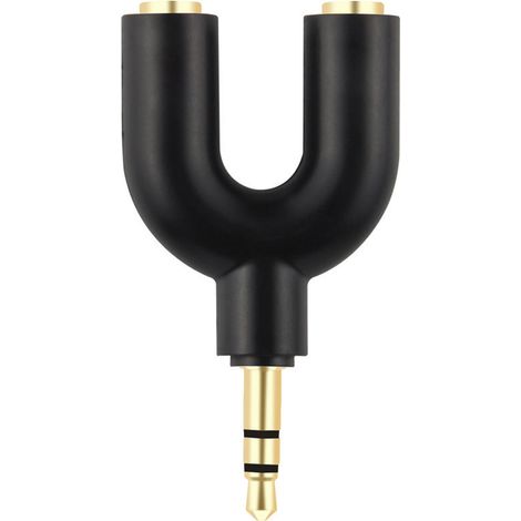 Adaptateur répartiteur audio mini en forme de U pour casque audio, prise mâle 3,5 mm vers double prise femelle. (1/5)