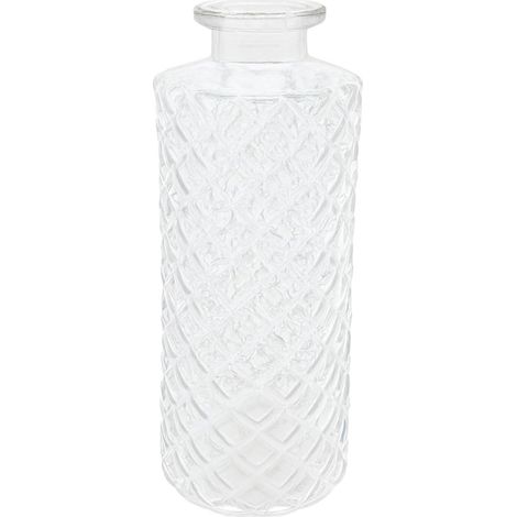 Motif Losange, Vintage, en Verre, H x D : 12.8 x 5.2 cm, Mini-vases décoratifs Transparents (1/5)