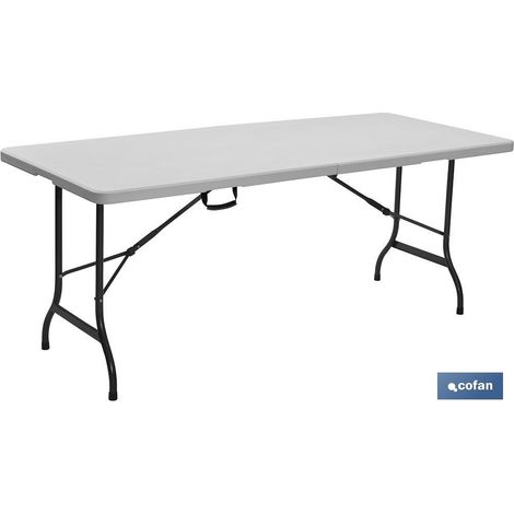 COFAN mesa plegable rectangular blanca 122x60x74 cm , Mesa plegable rectangular de color blanco fabricada en polietileno de alta densidad y con estructura de acero pintado. Es idea (1/3)