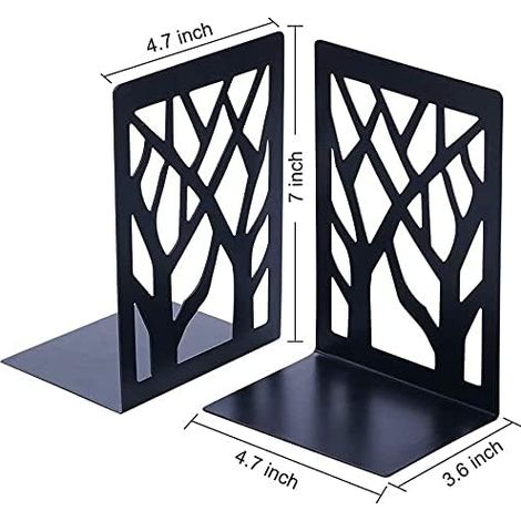 2 Serre-livres, métal robuste, design arbre, antidérapants, étagères bureau maison (1/5)