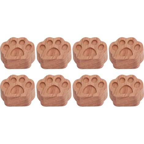 Diffuseur de voiture 8 pièces avec motif patte de chat, simple et compact, en bois de rose, style naturel.
