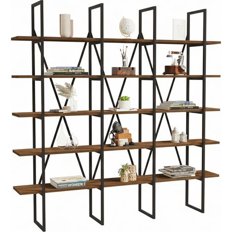 Etagère effet Noyer 5 niveaux 160 cm - Rimini (1/4)