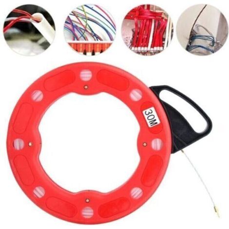 Tire fil d'électricien 30m – Aiguille de tirage en fibre de verre 4mm – Pour câblage dans espaces confinés – Usage professionnel - verre-30m--