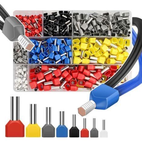 Packung mit 750 Doppeladern von 0,5 bis 10 mm², doppelseitige Kabeladern (0,5 bis 10 mm²), mit isolierter Kabelschuhdose, Kabelschuhset zum Verbinden von Kabeln. (1/5)
