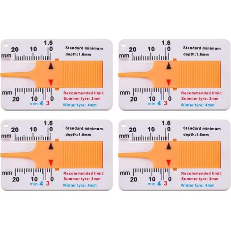 4x Reifen Profiltiefenmesser 0-20mm Kunststoff für Auto, Motorrad, LKW (1/5)