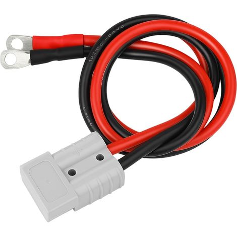 Connecteur Batterie 50A 600V, Prise Connecteur Batterie à Déconnexion Rapide, Câble 10 AWG 30cm avec Cosses à Anneau Cuivre, pour Véhicules Électriques, Voitures, Caravane, Treuils, Panneaux Solaires (1/5)