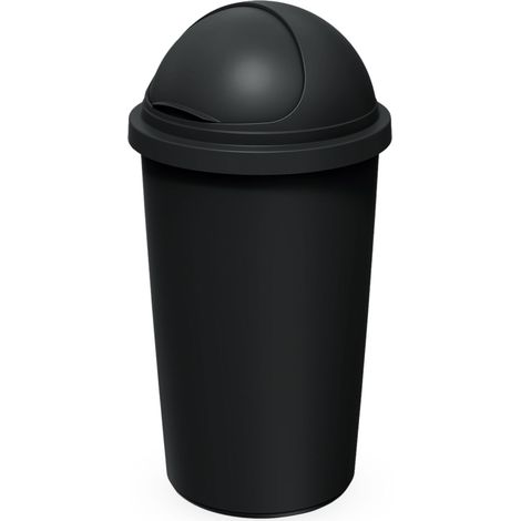 XXL Abfalleimer mit Kuppel Deckel schwarz - 60 L - Kunststoff Mülleimer rund mit Schiebedeckel