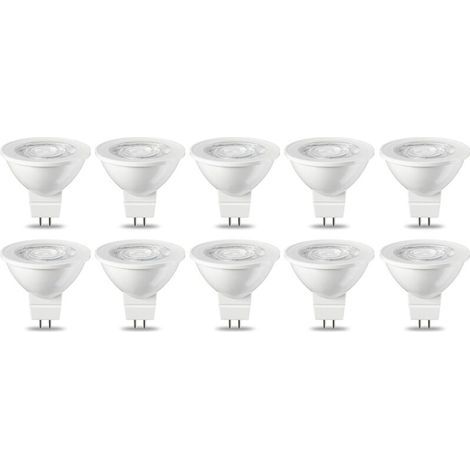 Basics Lot de 10 ampoules spot LED GU5.3 MR16 5 W (équivalent 35 W) Blanc Chaud Intensité non variable [Classe énergétique G] (1/5)