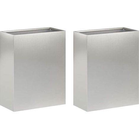 Garden Planter 2 pcs Silver 40 x 20 x 50 cm Stainless Steel vidaXL