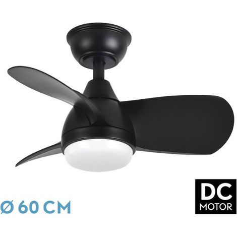 FABRILAMP Lüfter Dc 24w Pirdo Schwarz 3 Flügel 60d 2400lm 6 Geschwindigkeiten 3000-4500-6000k/Quake, Speicher & Timer