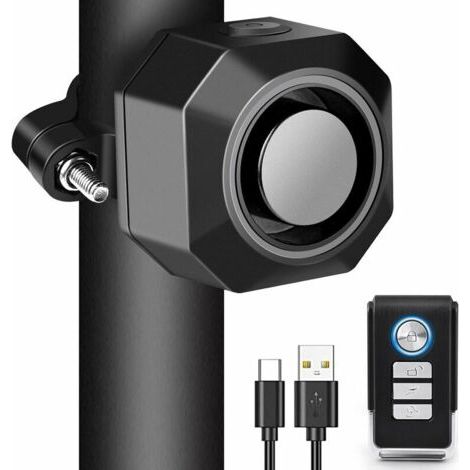 Alarme Velo Antivol Rechargeable USB,Alarme Moto sans Fil avec Supports de Montage,Alarme de Voiture a Sensibilité Réglable,Dispositif avec Télécommande for Scooter,Vélo Trotinette Electrique
