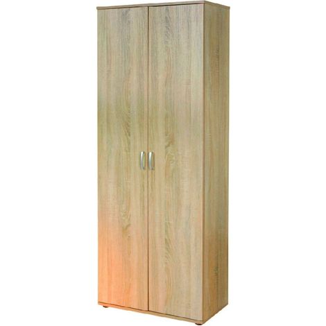 Armadio Multiuso 2 Ante Dmcilro, 5 Ripiani, 2 Ante, 34x189h cm Beige