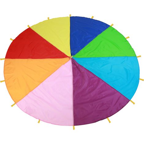 Parachute multicolore arc-en-ciel pour enfants - Jeu d'extérieur pour le développement et l'exercice (3,6 m) (1/5)