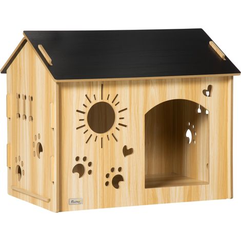 Hundehaus aus MDF mit Belüftung 69 x 50 x 58,5 cm Schwarz Eiche (1/4)