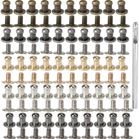100Pcs Rivets pour Cuir Bouton de Col à Vis 5mm en Alliage de Zinc,Rivets en Cuir avec Pince Perforatrice,Rivets pour Cuir Decoratif,pour Fixation et Réparation du Cuir,Vêtements et Sac à Main (1/5)