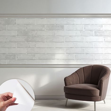 Papier peint adhésif décoratif pour chambre et salon Design moderne à poser facilement Mur en briques 250x104 cm (1/5)