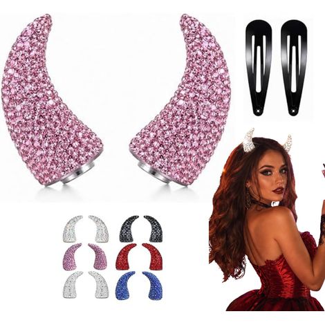 Magnetische Strass-Teufelshörner, funkelnde Haaraccessoires für Halloween (1/5)