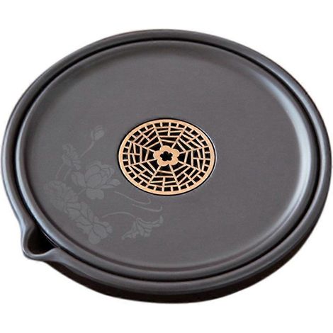 Plateau à thé rétro en bakélite avec dessous de plat - Table en mousse sèche pour accessoires de thé, dessous de plat pour bouilloire, rangement ou (1/5)