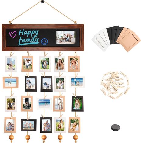 Porte Photo Mural Set Compris 30pcs Pince et Tableaux Inscriptibles, Cadre Photo Personnalisé pour Occasions Festives Mariages Fêtes d'Anniversaire et la Décoration Intérieure (1/5)